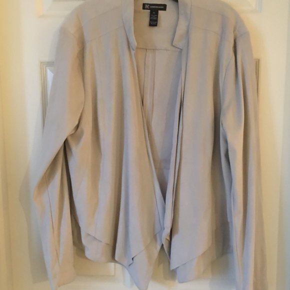 INC INT'L Putty Faux Suede Drape Front Jacket XL - Picture 3 of 5